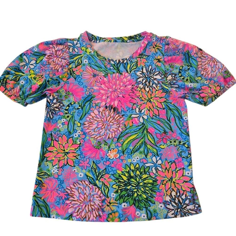 Lilly Pulitzer Womens Rhett Top In Seabreeze Blue Walking on Sunshine Small - Picture 9 of 10